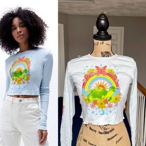 PS / LA Happy Tortoise Cropped Long Sleeve T-Shirt